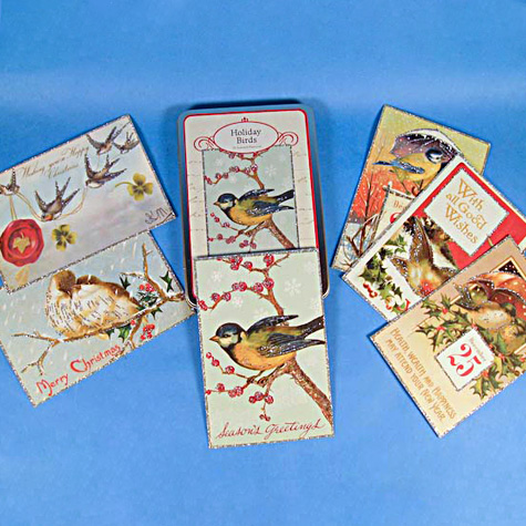 The Fat Finch Boutique for Bird Lovers | Cavallini & Co. Holiday Glitter Bird Postcard Set