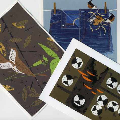 The Fat Finch Boutique for Bird Lovers | Charley Harper Trio of Birds Note Cards 