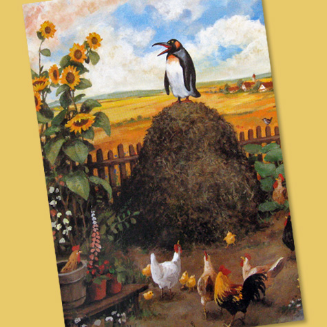 The Fat Finch Boutique for Bird Lovers | Rudi Hurzlmeier Postcard, Penguin on Manure Heap