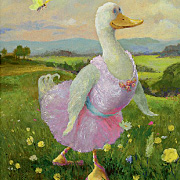 Goose in Pink Ballet Costume Postcard by Rudi Hurzlmeier | Fat Finch Boutique for Bird Lovers
