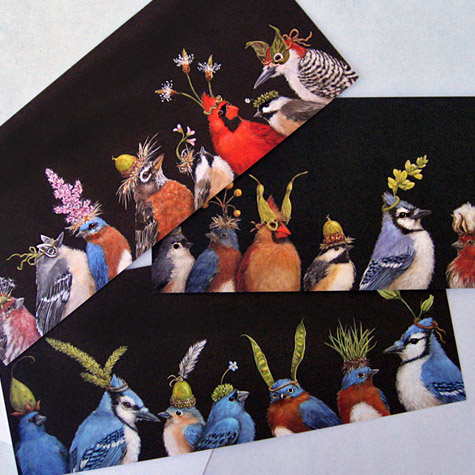 The Fat Finch Boutique for Bird Lovers | Songbirds in Hats Note Cards