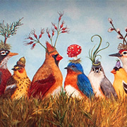 Vicki Sawyer Birds in Hats Notecard from The Fat Finch Boutique for Bird Lovers