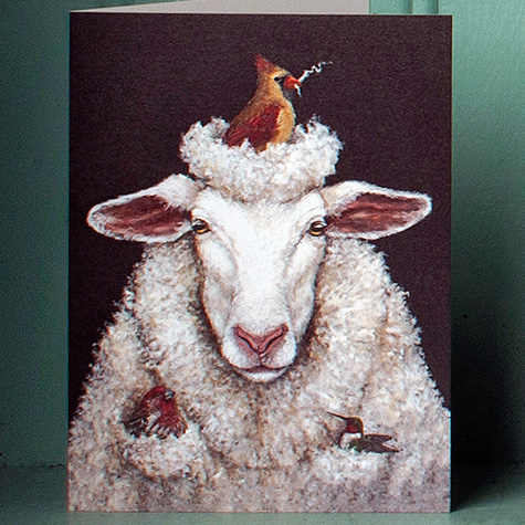 The Fat Finch Boutique for Bird Lovers | Vicki Sawyer Sheep with Nest Note Card