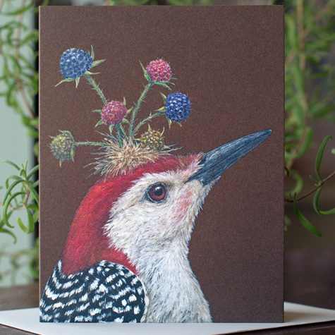 Joel the Red-Bellied Woodpecker Note Card by Vicki Sawyer from The Fat Finch Boutique for Bird Lovers