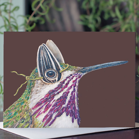 Harold the Calliope Hummingbird Notecard by Vicki Sawyer from The Fat Finch Boutique for Bird Lovers