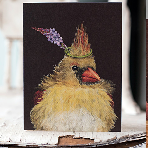 Lil Bit Northern Cardinal Notecard by Vicki Sawyer from The Fat Finch Boutique for Bird Lovers