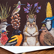 Vicki Sawyer Squirrel and Friends Birthday Notecard from The Fat Finch Boutique for Bird Lovers