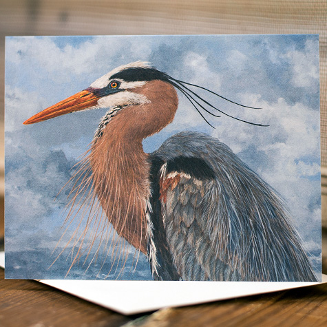 Blue Heron Sympathy Notecard by Vicki Sawyer from The Fat Finch Boutique for Bird Lovers