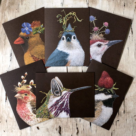 Birds in Hats Notecard Set by Vicki Sawyer from The Fat Finch Boutique for Bird Lovers