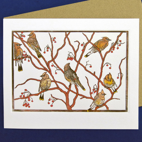 Waxwings Notecard by Nick Wroblewski from The Fat Finch Boutique for Bird Lovers