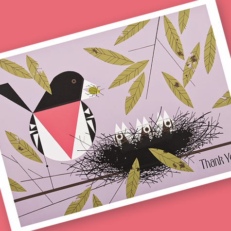 The Fat Finch Boutique for Bird Lovers | Charley Harper Rosebreasted Grosbeack Thank You Notecard Set