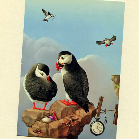 Puffin Nest Postcard from The Fat Finch Boutique for Bird Lovers