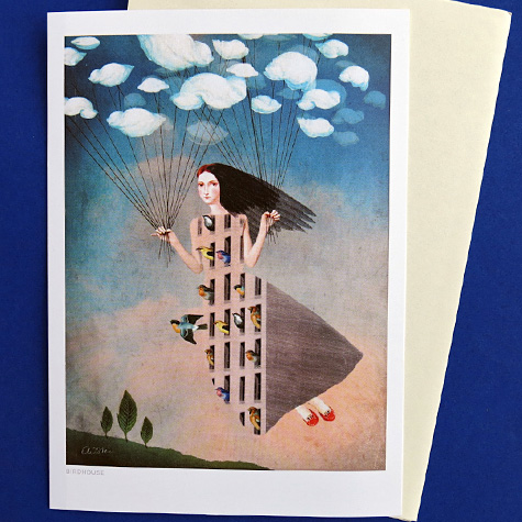 Birdhouse Notecard by Catrin Welz-Stein from The Fat Finch Boutique for Bird Lovers
