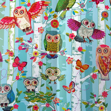 The Fat Finch Boutique for Bird Lovers | Owls in Trees Gift Wrapping Paper