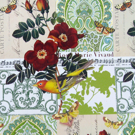 The Fat Finch Boutique for Bird Lovers | Italian Gift Wrapping Paper — Tanager with Roses