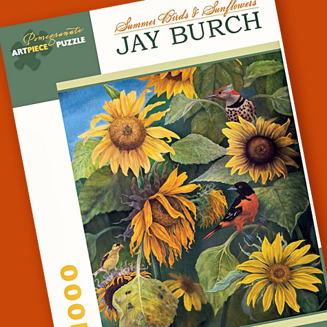 Jay Burch Summer Birds and Sunflowers Jigsaw Puzzle from The Fat Finch Boutique for Bird Lovers
