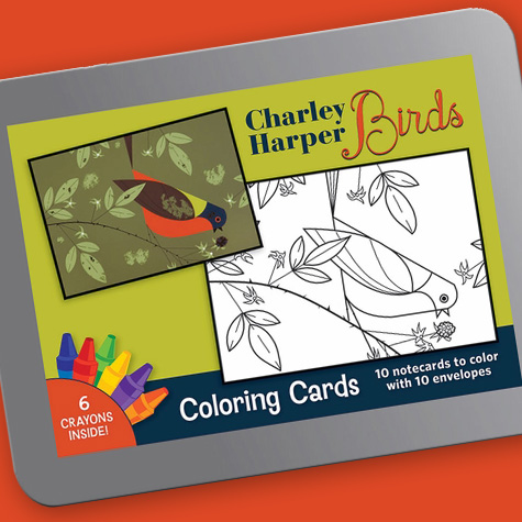 Charley Harper Coloring Cards from The Fat Finch Boutique for Bird Loversr