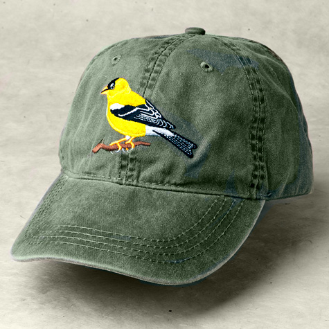 The Fat Finch Boutique for Bird Lovers | Embroidered Goldfinch Baseball Cap