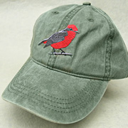 The Fat Finch Boutique for Bird Lovers | Embroidered Vermillion Flycatcher Baseball Cap