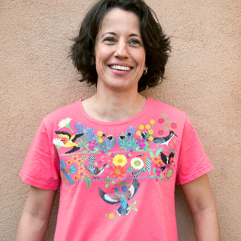 The Fat Finch Boutique for Bird Lovers | Southwestern Birds Coral T-shirt by Sabaku
