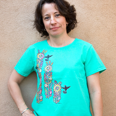 The Fat Finch Boutique for Bird Lovers | Hummingbirds with Desert Flowers in Jade Green by Sabaku
