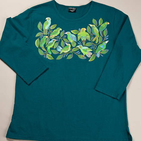 The Fat Finch Boutique for Bird Lovers | Little Parrots in Deep Teal by Sabaku