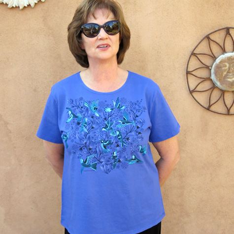 The Fat Finch Boutique for Bird Lovers | Sapphire Bouquet of Hummingbirds T-shirt by Sabaku