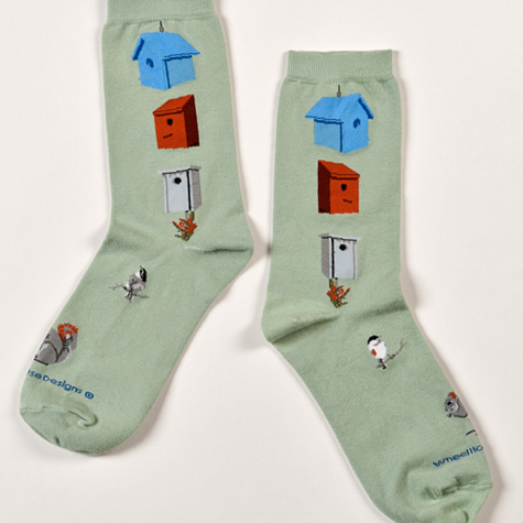 The Fat Finch Boutique for Bird Lovers | Bird Houses Socks by Wheel House Designs