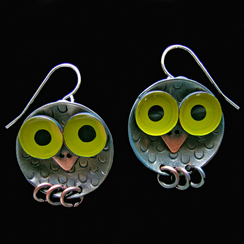 The Fat Finch Boutique for Bird Lovers | Owlet Earrings by ChickenScratch Jewelry