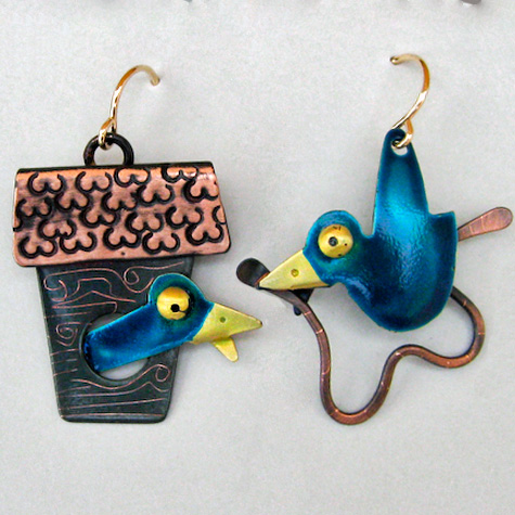 The Fat Finch Boutique for Bird Lovers | Bluebird Earrings by ChickenScratch Jewelry