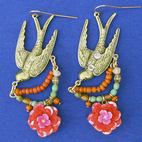 The Fat Finch Boutique for Bird Lovers | Elements Golden Bird Earrings