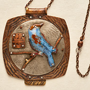 The Fat Finch Boutique for Bird Lovers | Bird Jewelry | Enamel Bluebird Necklace by Lesley Aine McKeown