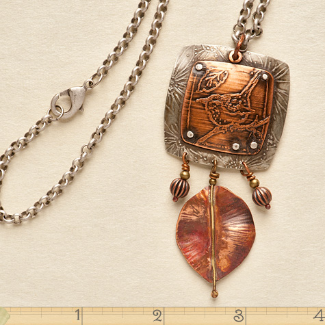 The Fat Finch Boutique for Bird Lovers |  Bird and Leaf Necklace by Lesley Aine McKeown