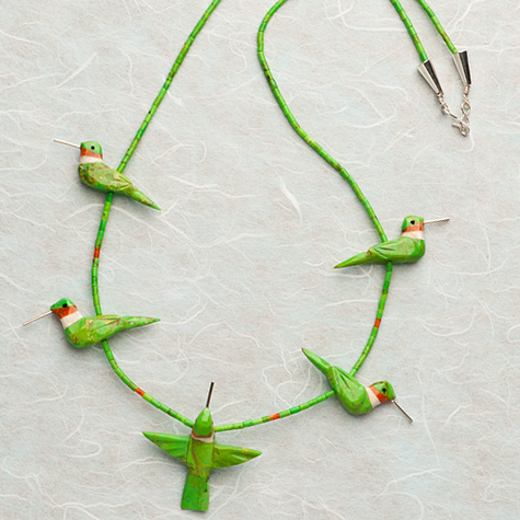The Fat Finch Boutique for Bird Lovers | Bird Jewelry | Turquoise Hummingbird Fetish Necklace by Matt Mitchell