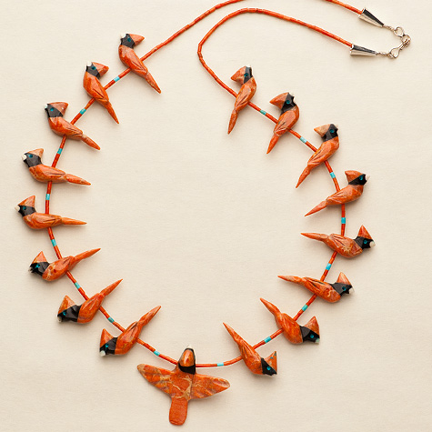 The Fat Finch Boutique for Bird Lovers | Bird Jewelry | Coral Cardinal Fetish Necklace by Matt Mitchell