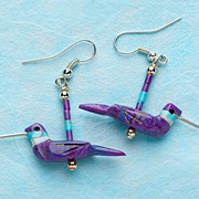 Hummingbirds  Hand-carved Purple Mojave Turquoise Fetish Earrings  by Matt Mitchell