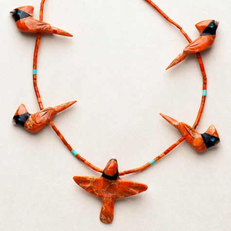 The Fat Finch Boutique for Bird Lovers | Bird Jewelry | Coral Cardinal Fetish Necklace by Matt Mitchell