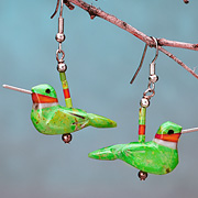 The Fat Finch Boutique for Bird Lovers | Bird Jewelry | Hummingbird Fetish Turquoise Earrings