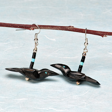 The Fat Finch Boutique for Bird Lovers | Bird Jewelry | Raven Fetish Earrings by Matt Mitchell