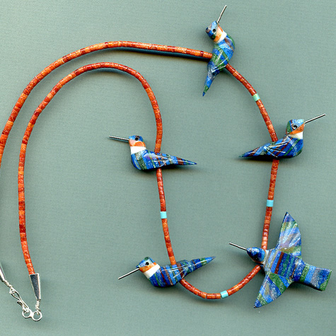 Rainbow Calsilica Hummingbird Necklace by Matt Mitchell from The Fat Finch Boutique for Bird Lovers