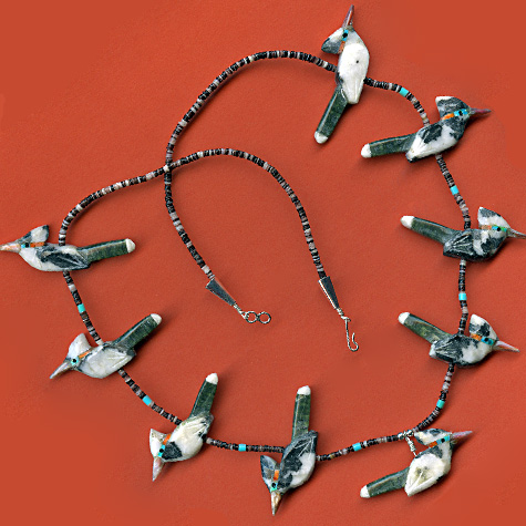 Hand Carved 9 Roadrunner Fetish Necklace by Matt Mitchell from The Fat Finch Boutique for Bird Lovers