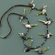 Hand Carved 9 Roadrunner Fetish Necklace by Matt Mitchell