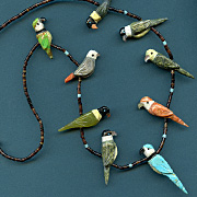 Parrots Hand-Carved Mixed Stone 9 Fetish Necklace by Matt Mitchell