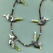 Hand Carved 5 Roadrunner Fetish Necklace by Matt Mitchell