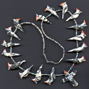 Woodpeckers Hand-Carved Zebra Stone 17 Fetish Necklace by Matt Mitchell