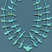 Hand-Carved Double Strand Blue Birds Necklace by Matt Mitchell