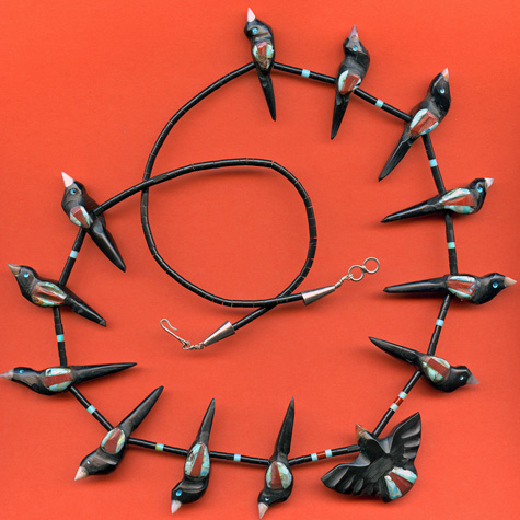 Hand Carved 13 Blackbirds Fetish Necklace by Matt Mitchell from The Fat Finch Boutique for Bird Lovers