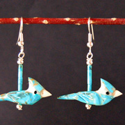 Hand-Carved Blue Jays Turquoise Earrings by Matt Mitchell
