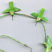 Hummingbirds Hand-Carved Green Mojave Turquoise 5 Fetish Necklace  by Matt Mitchell