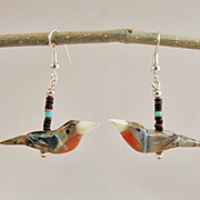 Hand-Carved Robin Fetish Earrings by Matt Mitchell